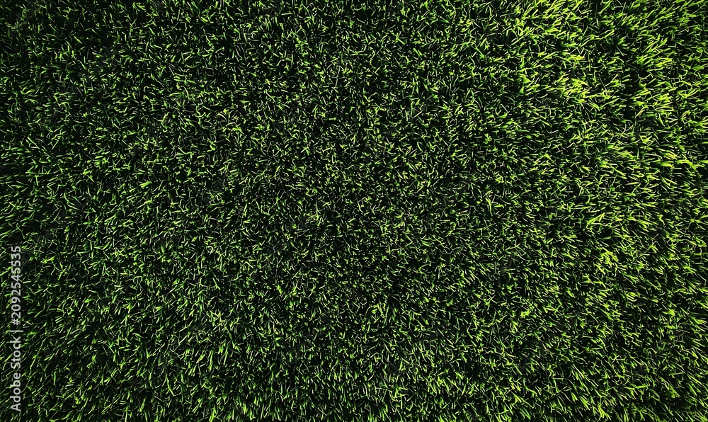 Obraz premium Green artificial grass texture field background for sports court landscape design project.