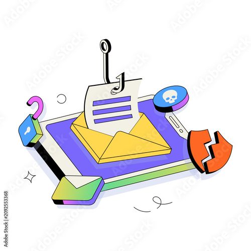 Email message with a fishing hook representing phishing attempts.