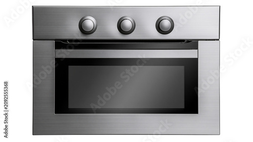 Картината върху платно Brushed stainless steel built-in oven with three control knobs and dark glass do
