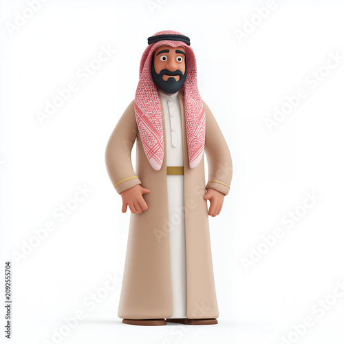 3D Middle Eastern Male Character In Traditional Robe