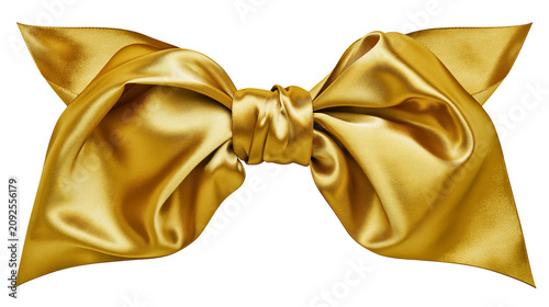 Принти на полотні Luxurious golden satin bow tied elegantly, isolated on transparent background