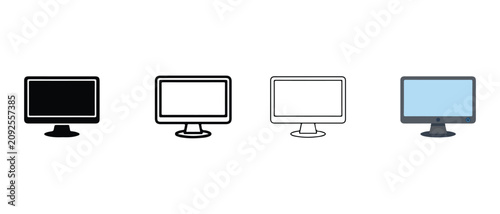 Four computer monitors with different screen colors and outlines on a white background