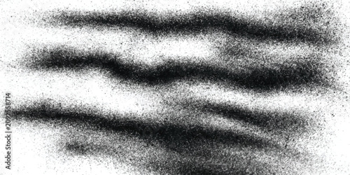 Картината върху платно Horizontal streaks of fine black particles on white surface with particles textu