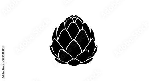 Foto Black artichoke flower icon on white background with against plain white outline