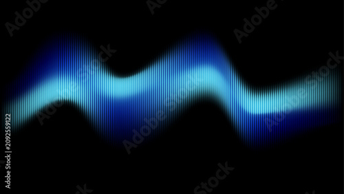 Abstract Blue Colorful Background with Glowing Light Waves and Smoke Flow Digital Energy Lines on Dark Vector Wallpaper Illustration