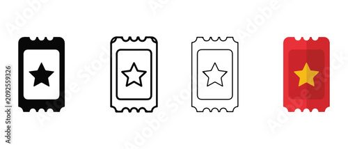 starshaped tickets or badges on a white background for graphic resources and design elements  various styles and colors