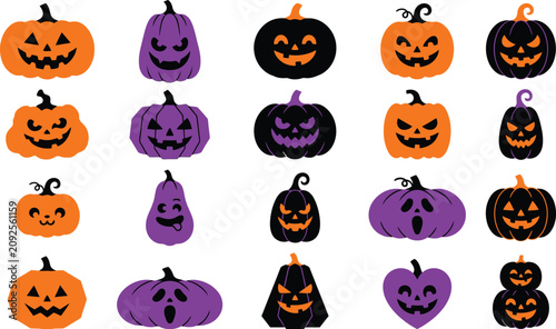 Photos Halloween pumpkins and gourds clip art set