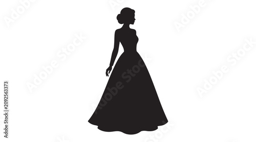 Photos Woman In Evening Gown Silhouette Against White Background