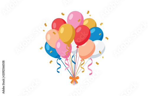 Foto colorful balloons with confetti for birthday celebration