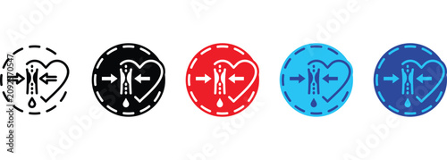 Coronary Artery Disease banner web icon line outline color vector illustration