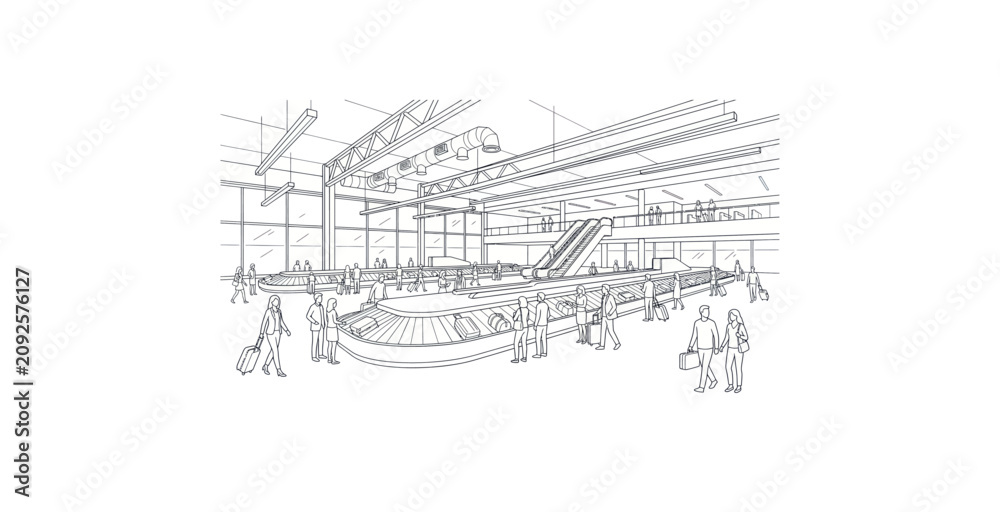 Fototapeta premium Airport Baggage Claim Vector Illustration