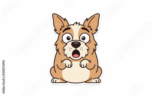 Schilderij op canvas Corgi dog with surprised expression sitting.
