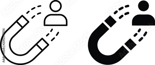 Photos Magnet attracting a person icon with illustration
