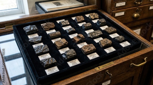 Geological rock collection display