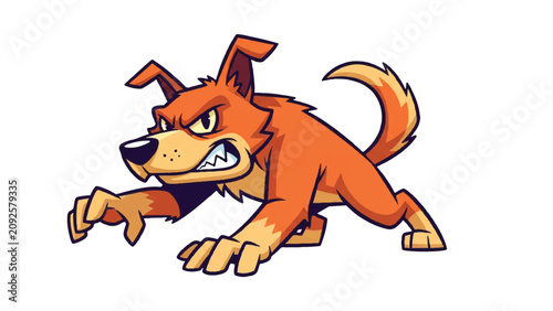 Canvastavla Aggressive cartoon dog in motion.