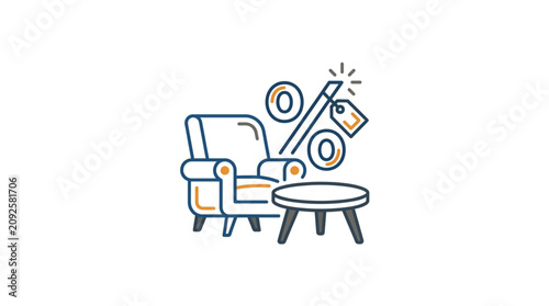 Принти на полотні Modern Armchair With Scissors Cutting Money.