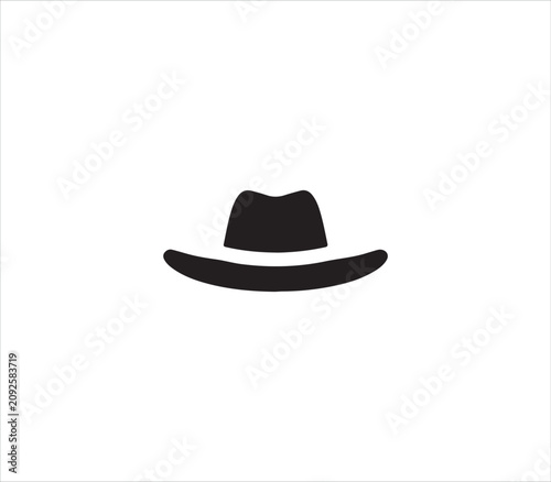 Simple black cowboy hat icon on white background