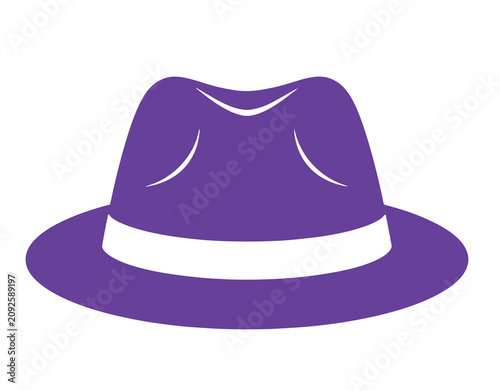 Fotografie Minimalist purple fedora hat icon flat graphic design isolated on white backgrou
