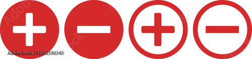Canvastavla Red circular plus and minus buttons set