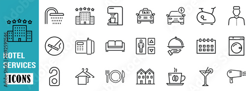 Foto Hotel services amenities vector icons