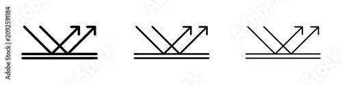 Light Reflection and Deflection Vector Line Icon Set