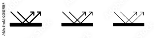 Light Reflection Icon Set Showing Rays Bouncing Off Surface