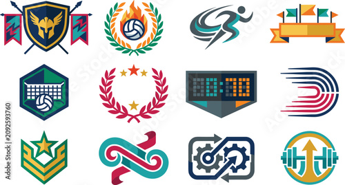 Modern Sports Logo Collection with Athletic Emblems and Creative Vector Badge Design Set