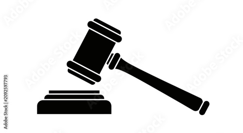 Photography Black silhouette of a gavel and sounding block on a white background silhouette