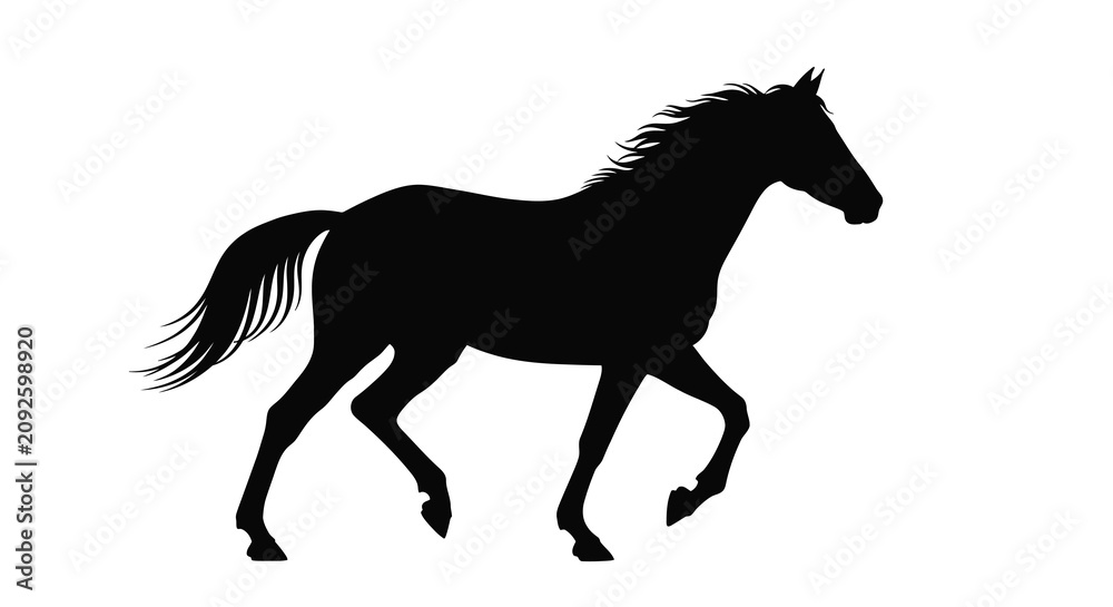Fototapeta premium Black horse silhouette vector on transparent background