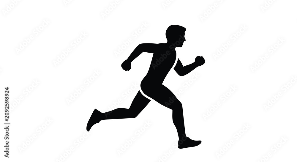 Fototapeta premium Running man silhouette vector icon on transparent background