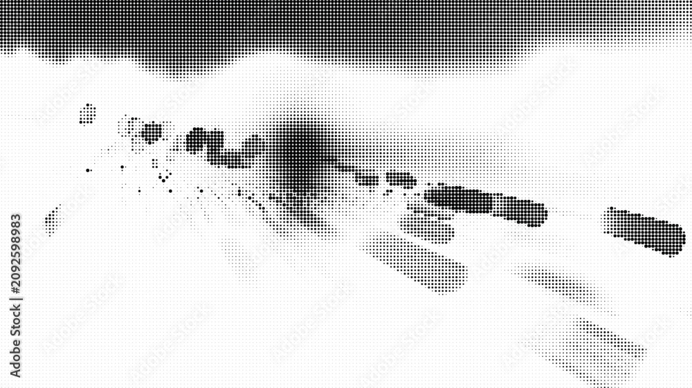 Fototapeta premium Abstract halftone pattern with gradient dots and shapes effect