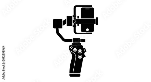 Obraz na płótnie Smartphone gimbal stabilizer in black silhouette holder grip handle camera mount