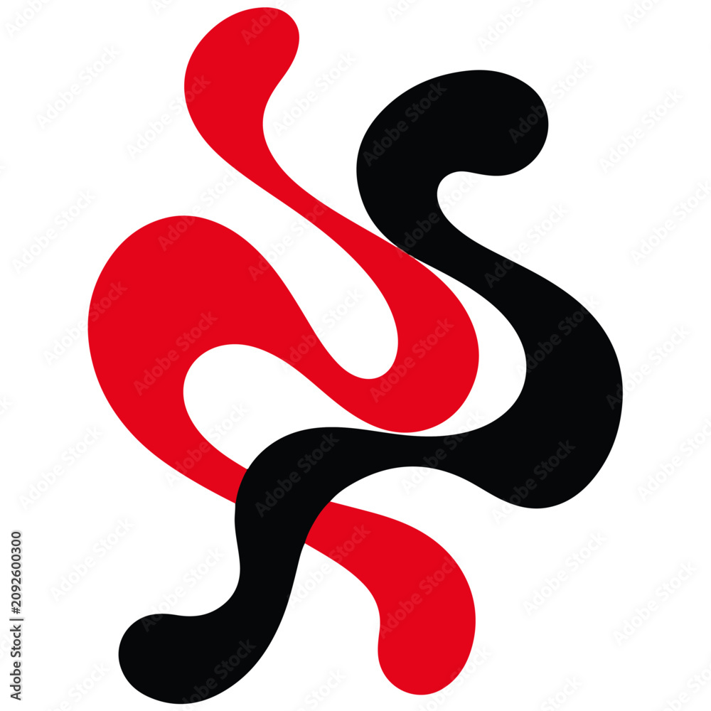 Fototapeta premium Abstract Red Black Swirl Organic Shape Vector