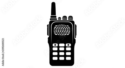 Obraz na płótnie Two way radio silhouette against a white background a detailed black shape walki