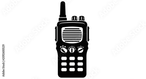 Photos Two way radio silhouette against a white background a detailed black shape walki