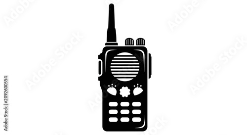 Tableau sur toile Two way radio communication device black silhouette against a white background s