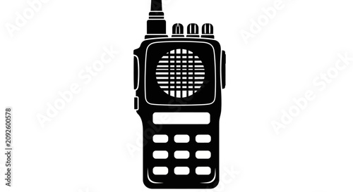 Foto Two way radio communication device in black silhouette against a white backgroun