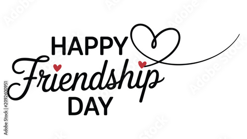 Valokuva Decorative typography design with cursive script Friendship word, red heart moti