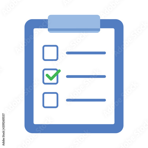 Bild auf Leinwand Checklist With Completed Task Flat Icon On White Background