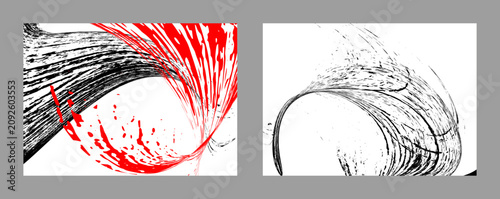 Strokes of black and red paint on a white background. Set of two templates. Graffiti element. Design template for the design of banners, posters, booklets, covers, magazines. EPS 10