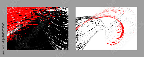 Strokes of black and red paint. Set of two templates. Graffiti element. Design template for the design of banners, posters, booklets, covers, magazines. EPS 10