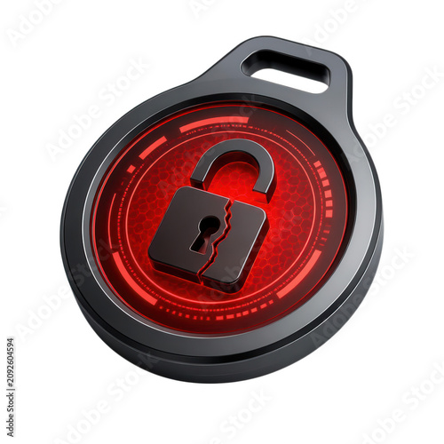 Cracked Digital Padlock Security Breach Concept