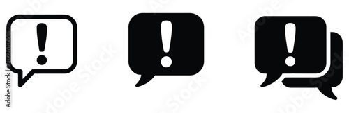 Photos Important Message Icon Showing Speech Bubble, Warning Alert, Exclamation Symbol,