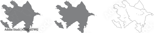 Set of azerbaijan country map silhouettes and outline graphic icons