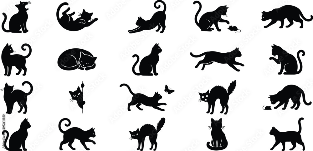 Obraz premium Halloween black cat silhouettes for oct 31 decorations and designs