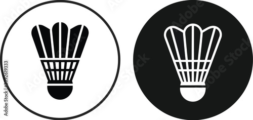 Fotografie Badminton shuttlecock icon featuring sports equipment, tournament, racket game, athletic competition, and multiple editable vector styles