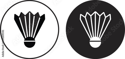 фотографія Badminton shuttlecock icon featuring sports equipment, tournament, racket game, athletic competition, and multiple editable vector styles