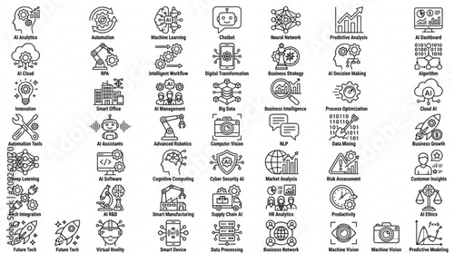 Graphic designers create various icons for business and technology