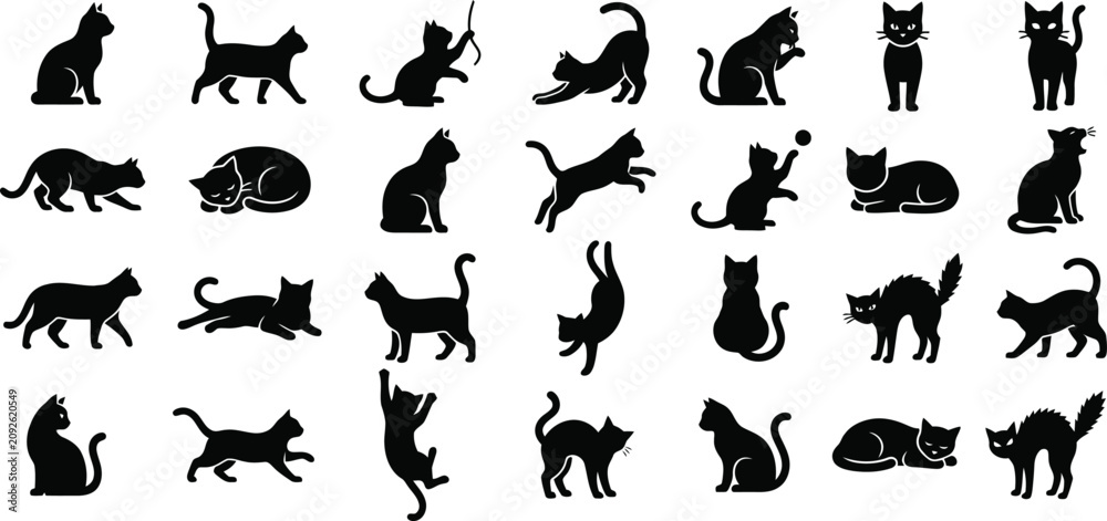 Obraz premium Halloween black cat silhouettes collection for oct 31 celebrations spooky designs