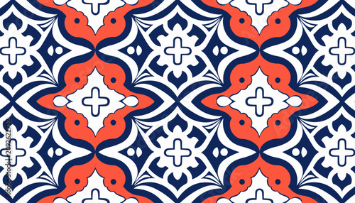 Bild auf Leinwand Vibrant geometric wallpaper inspired by handcrafted ceramic mosaic decorative tile traditions worldwide